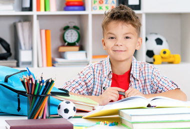 pupil with books